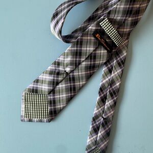 Ben Sherman Purple and Gray Plaid Tie